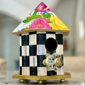Courtly Check and Flower Market Wood Bird House